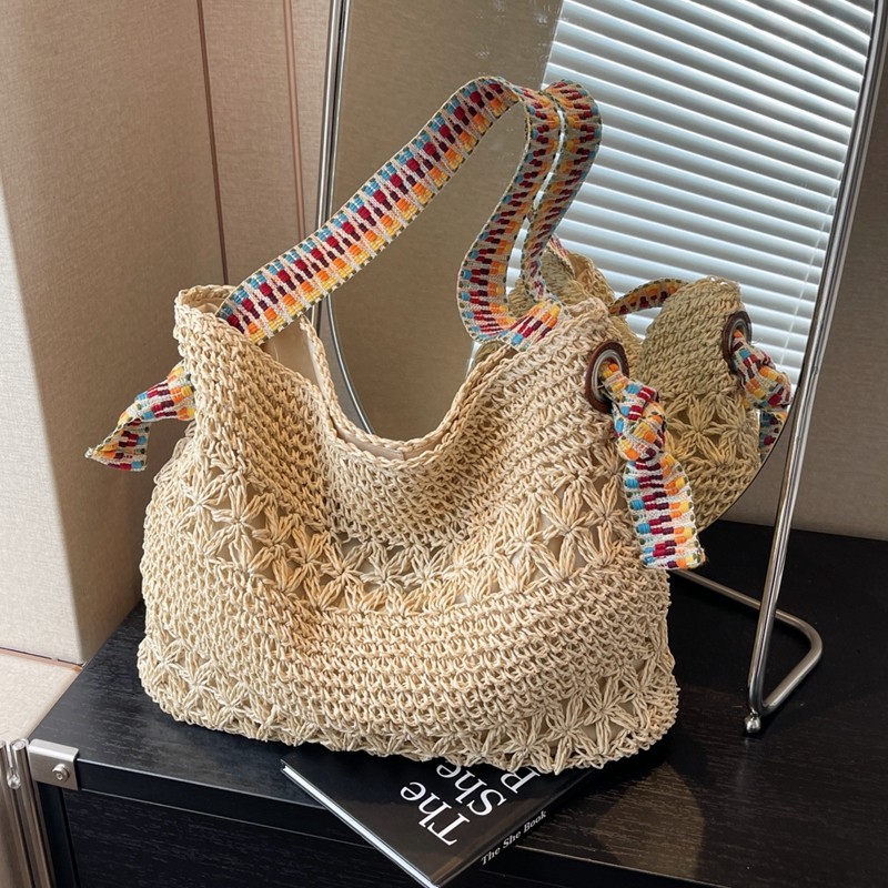 Woven Straw Bag - Beach Vacation Style Women's Straw Woven