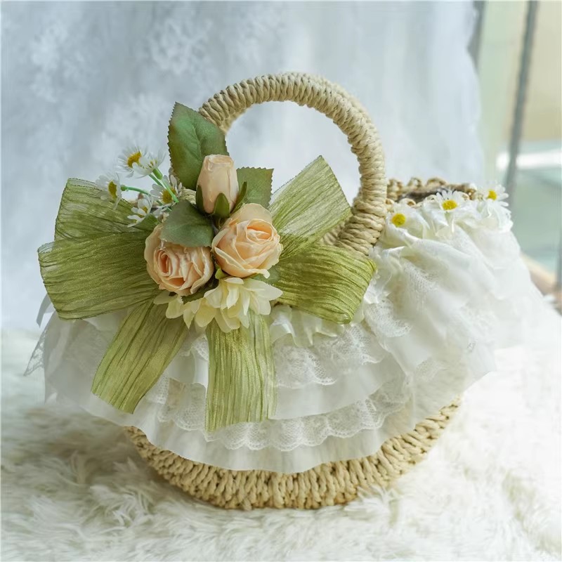Country-style Lolita lace stra - Woven Straw Bag recension och pris