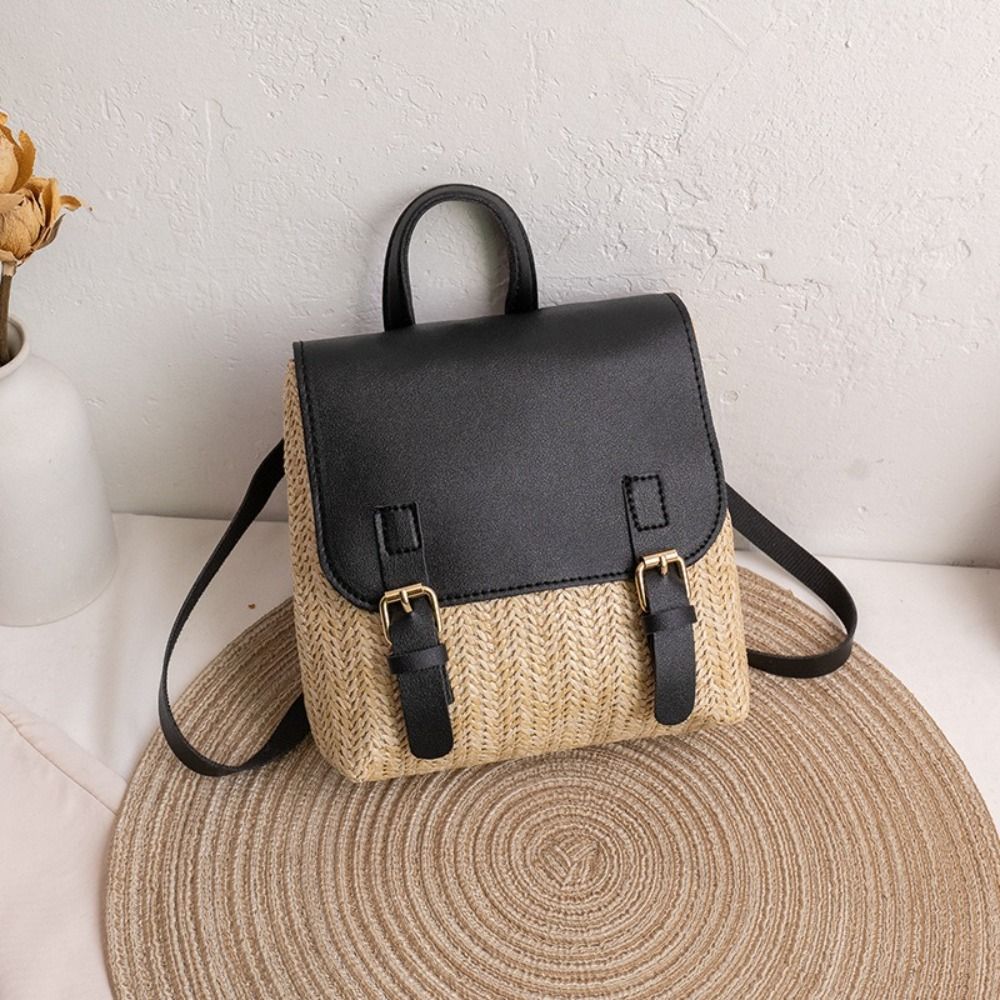 Versatile Bag PU Leather Straw - Woven Straw Bag recension och pris