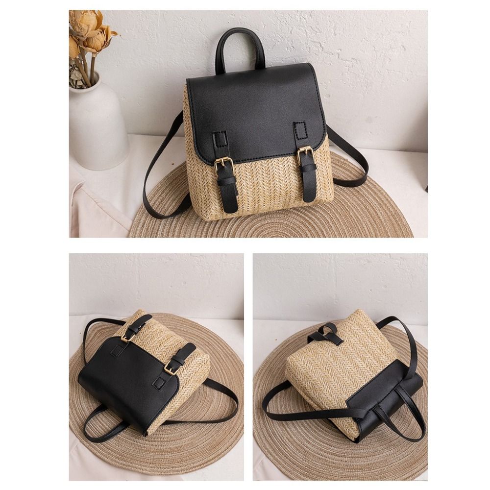 Versatile Bag PU Leather Straw - Woven Straw Bag recension och pris