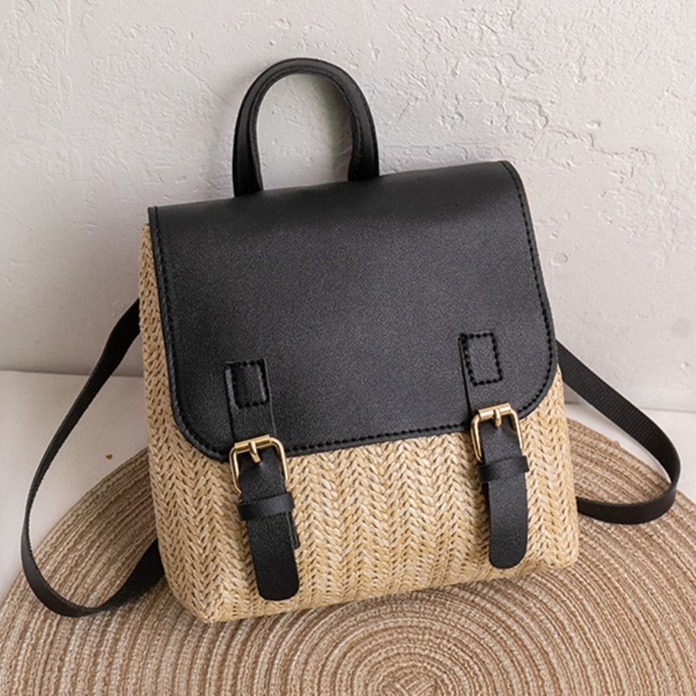 Versatile Bag PU Leather Straw - Woven Straw Bag recension och pris