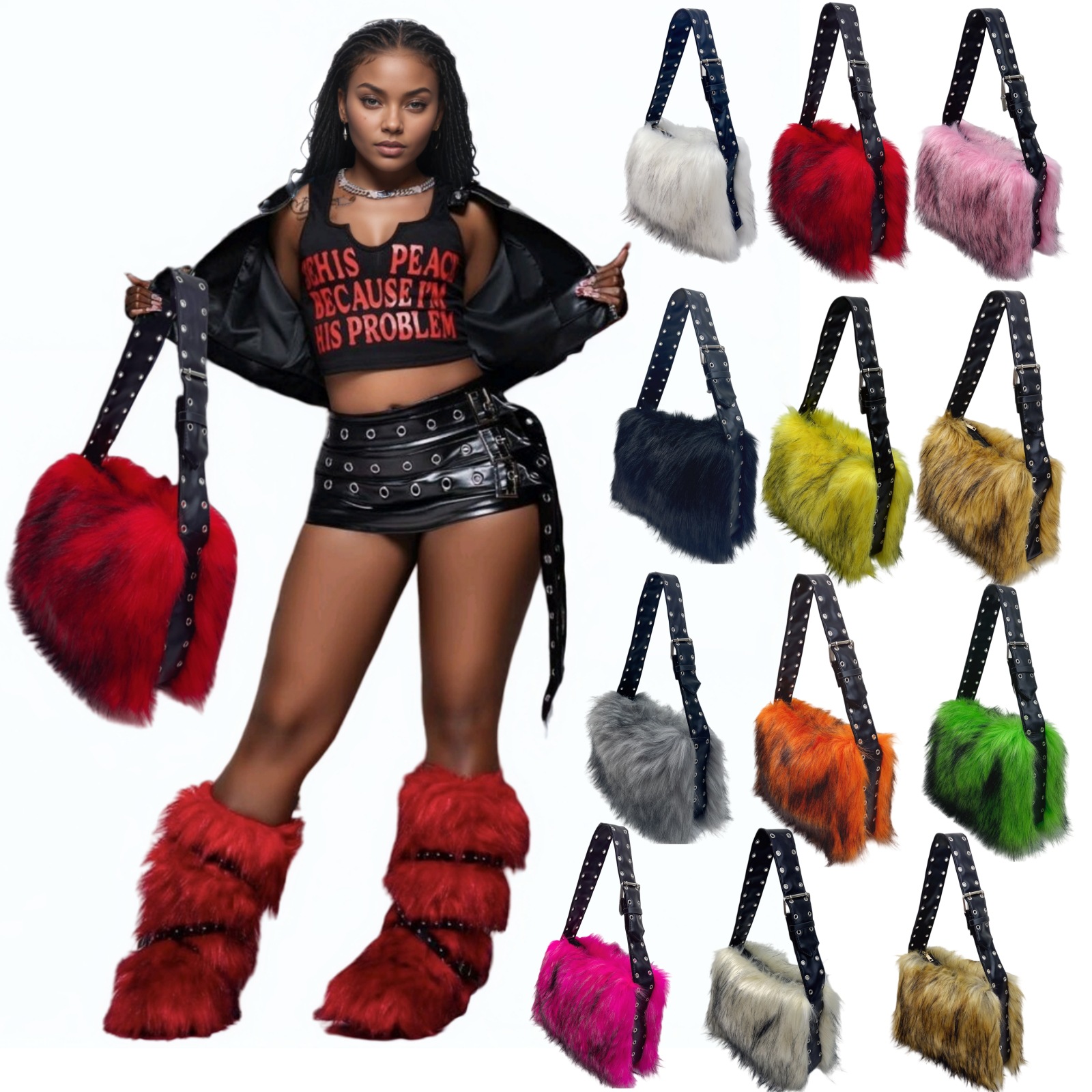 Y2K fox faux fur women's bag s - Women Bags Europe recension och pris