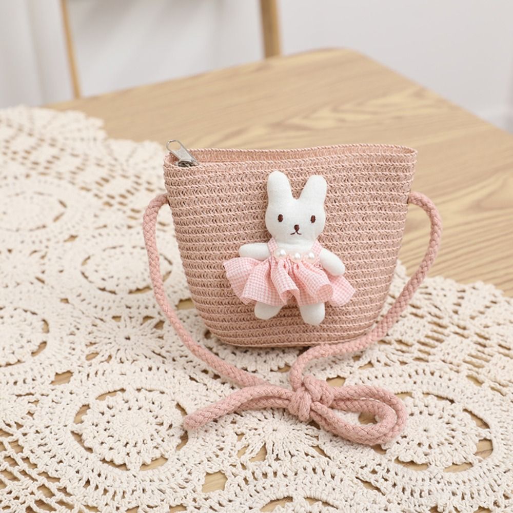 Cute Cartoon Bunny Mini Straw  - Woven Straw Bag recension och pris