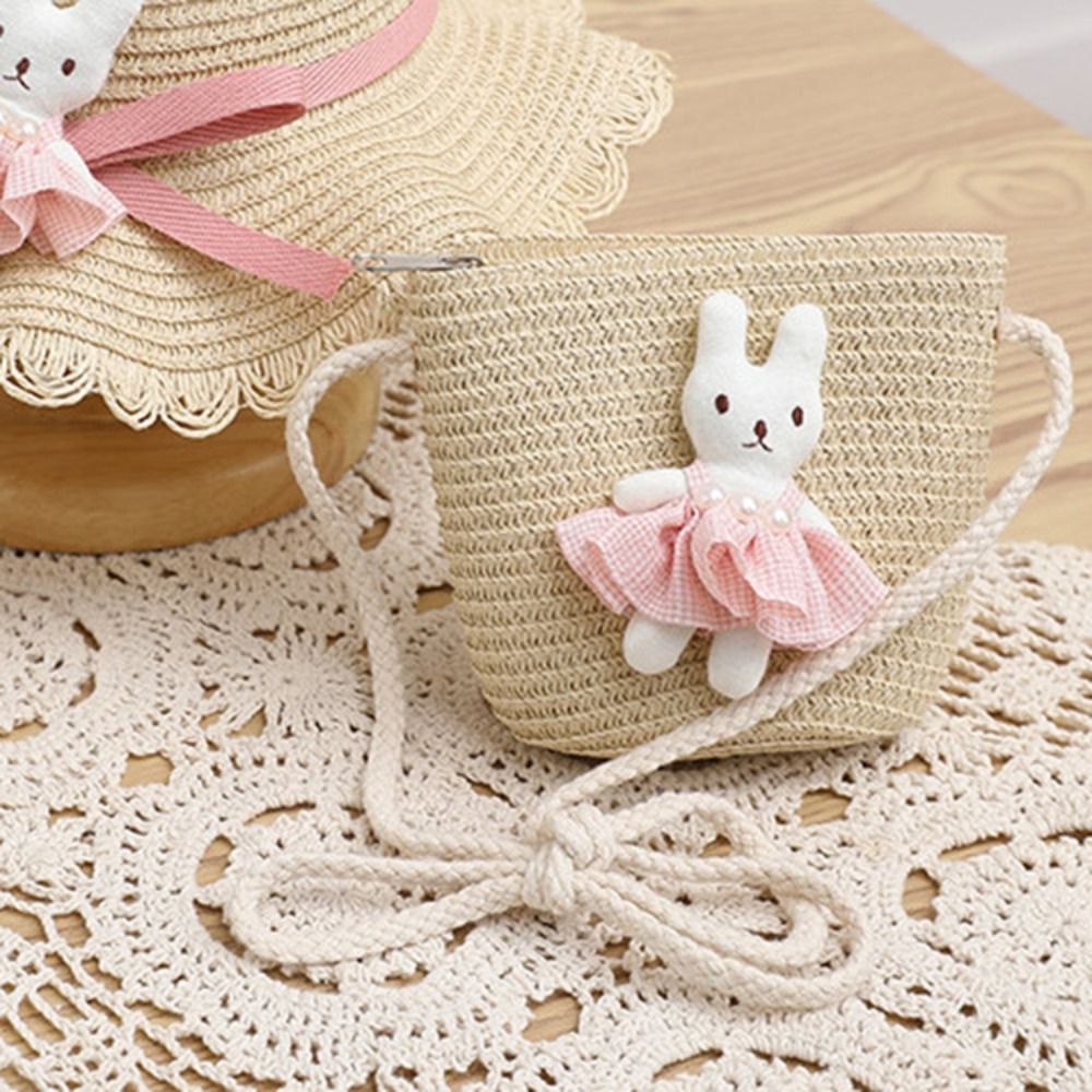 Cute Cartoon Bunny Mini Straw  - Woven Straw Bag recension och pris