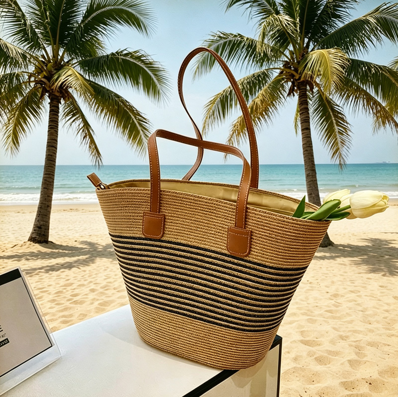 CLAREGQI  Women's Striped Stra - Woven Straw Bag recension och pris