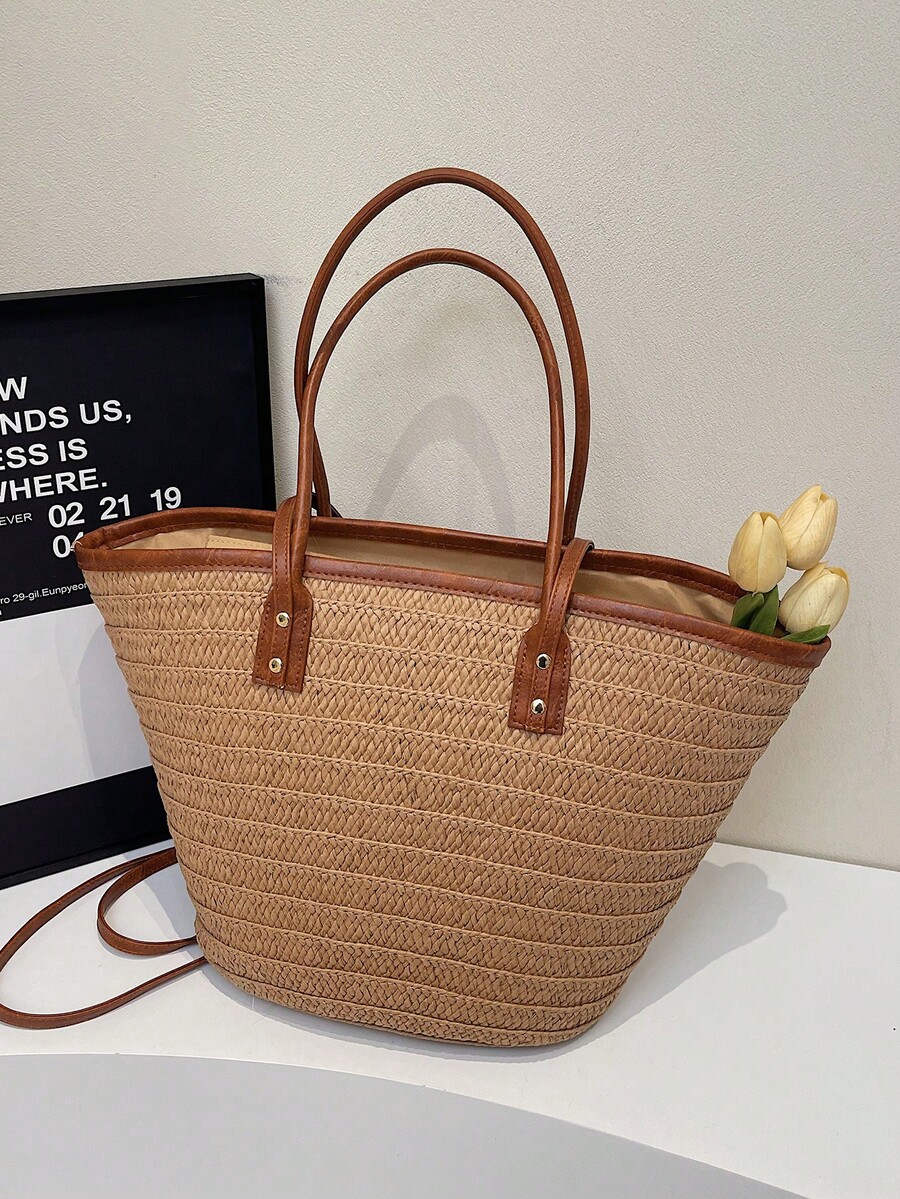 Fashion Large Capacity Woven T - Woven Straw Bag recension och pris