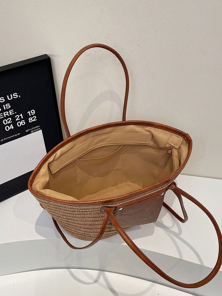 Fashion Large Capacity Woven T - Woven Straw Bag recension och pris