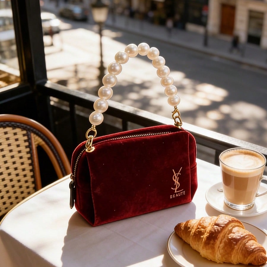 YSL Wine‑Red Velvet Cosmetic B - Women'S Ysl Bags Tote recension och pris