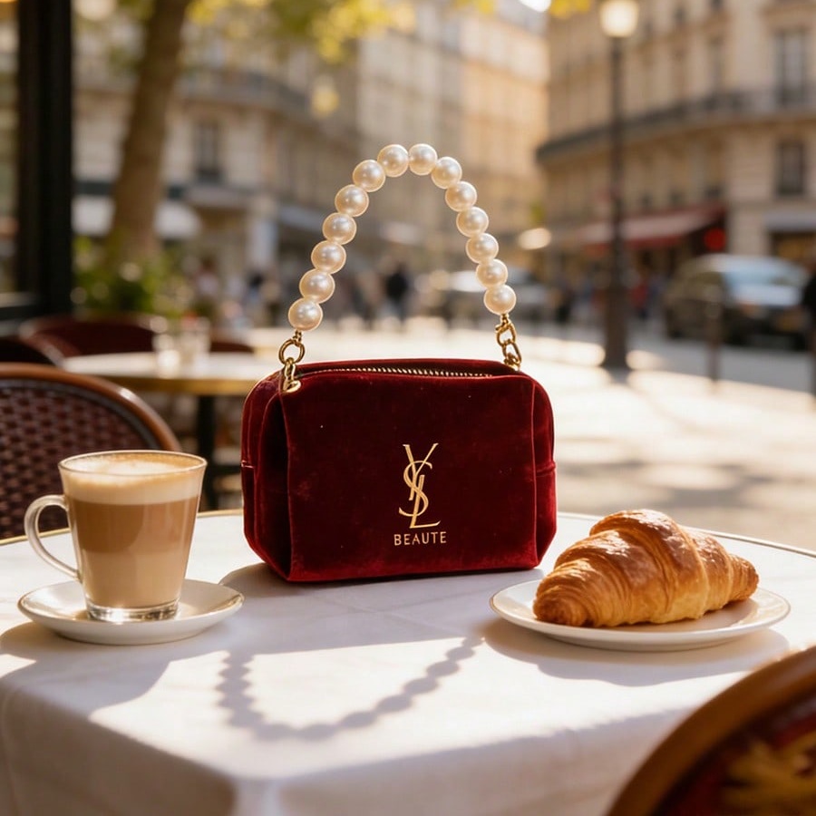 YSL Wine‑Red Velvet Cosmetic B - Women'S Ysl Bags Tote recension och pris