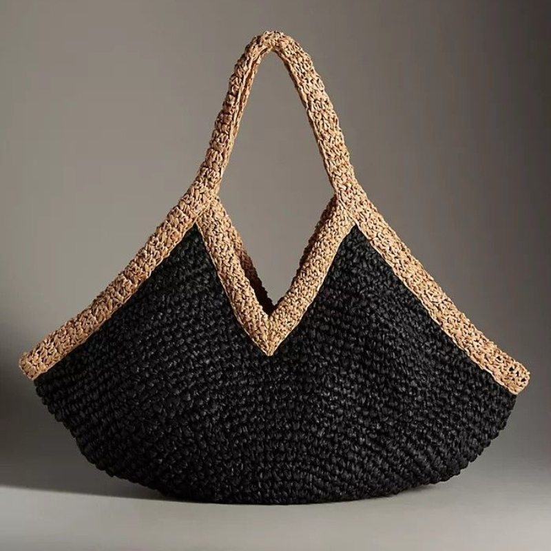 Colorblock Straw Woven Tote Ba - Woven Straw Bag recension och pris