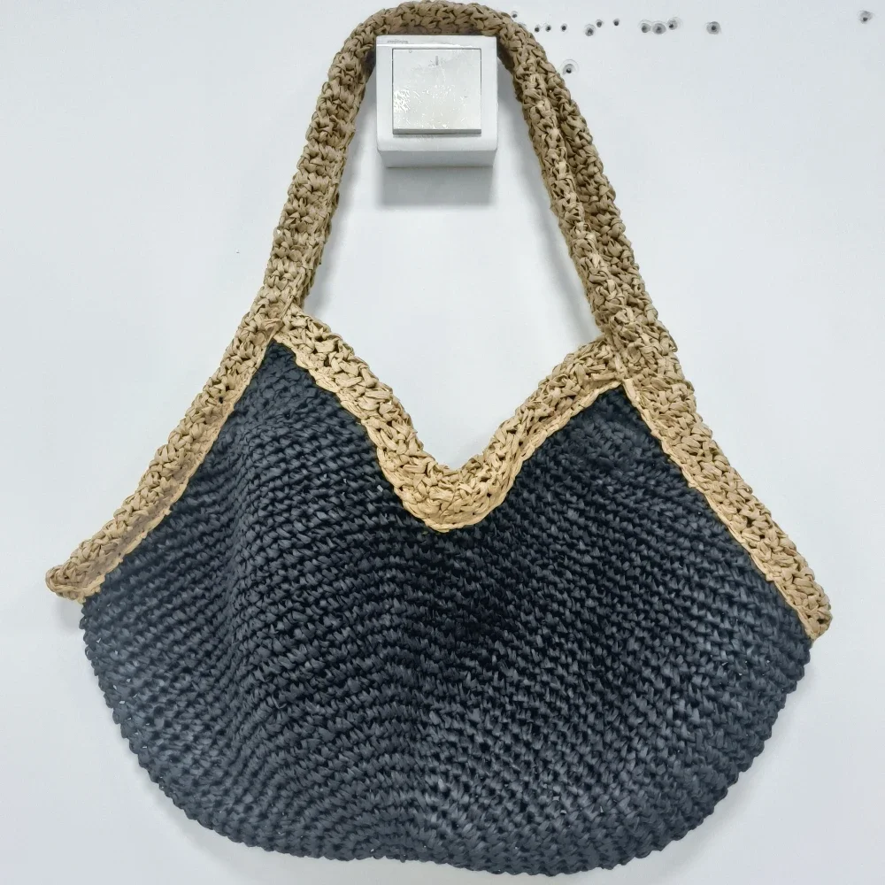 Colorblock Straw Woven Tote Ba - Woven Straw Bag recension och pris
