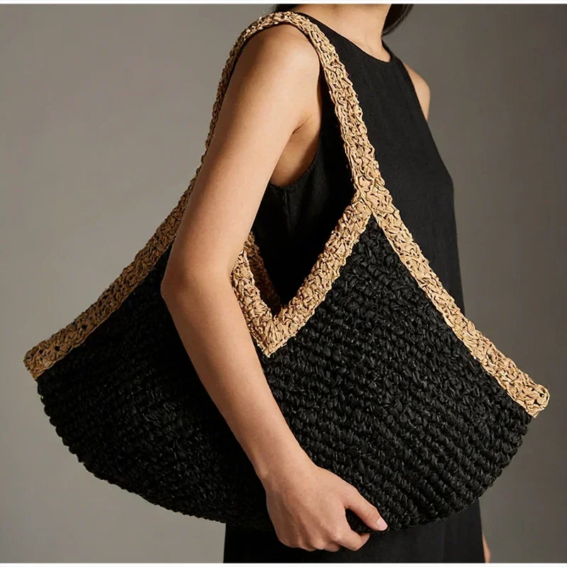 Colorblock Straw Woven Tote Ba - Woven Straw Bag recension och pris