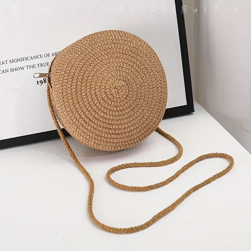 Round Woven Rattan Crossbody B - Woven Straw Bag recension och pris