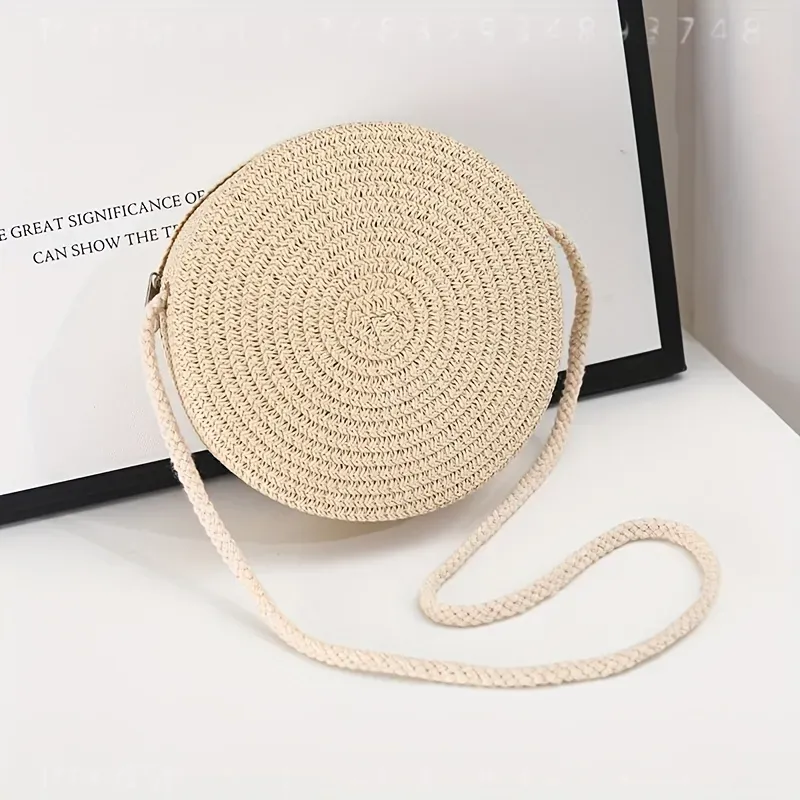 Round Woven Rattan Crossbody B - Woven Straw Bag recension och pris